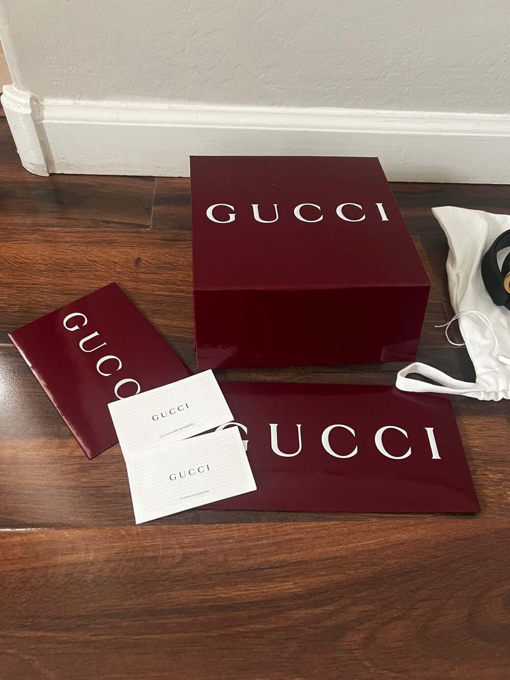 Gucci Double G Marmont Black Leather Belt with Gold Buckle Size 90 - Picture 4 of 9